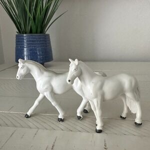 Funrise 1988  Vintage White Horse Lot of 2 Arabian Lipizzaner Figure Toy